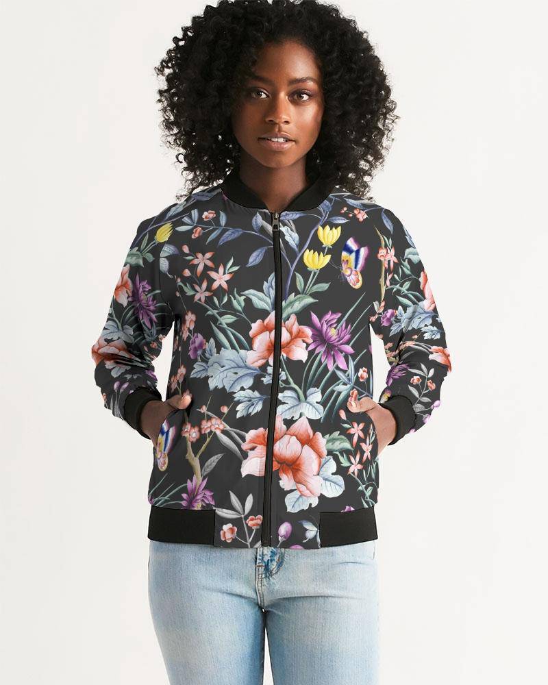 Womens floral outlet bomber jacket